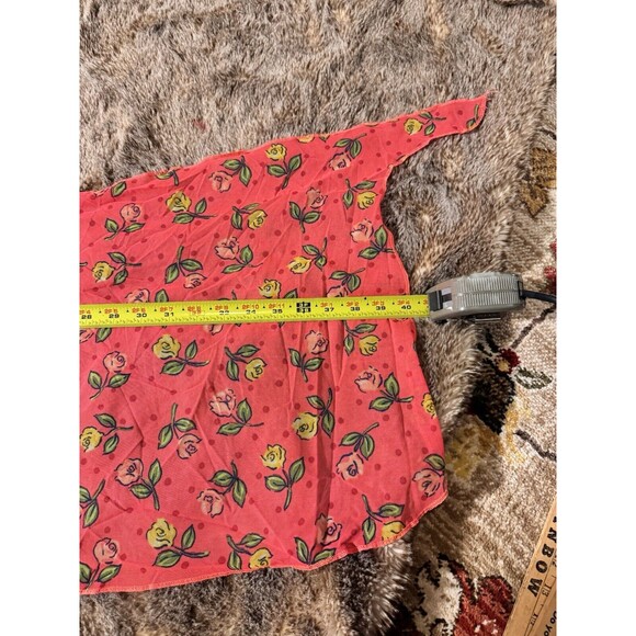 Vintage 90s Sarong Skirt Swim Coverup ONE SIZE Side Tie Neon Tropical Mini - Picture 5 of 6